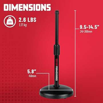 Gator Frameworks Desktop Microphone Stand with Round Weighted Base & Adjustable Height (GFW-MIC-0501)