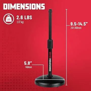 Gator Frameworks Desktop Microphone Stand with Round Weighted Base & Adjustable Height (GFW-MIC-0501)