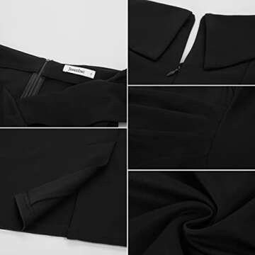 Women's Off Shoulder V Neck Ruched Bodycon Midi Elegant Cocktail Party Dress Wedding Guest Business Formal Black S