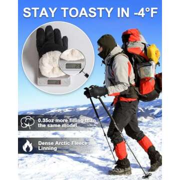 RIGWARL -5℉ Winter Warm Gloves with Thickest Thermal Plush for Extreme Cold Weather, Completely Wa...