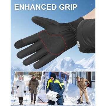 RIGWARL -5℉ Winter Warm Gloves with Thickest Thermal Plush for Extreme Cold Weather, Completely Waterproof Gloves Men Women, Lightweight Glove with Touchscreen Fingers for Hiking Running Skiing Work