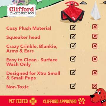Clifford® Lil' Napper 9.5" Plush Dog Toy for Puppies | Soft, Cuddly Puppy Toys to Keep Them Busy | Squeaker, Crinkles, Cozy and Durable