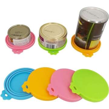 IVIA PET Food Can Lids, 4 Pcs Silicone Pet Food Can Covers for Dog & Cat Food, One Can Cap Fit Most Standard Size Dog Cat Food Canned（Multicolor）…