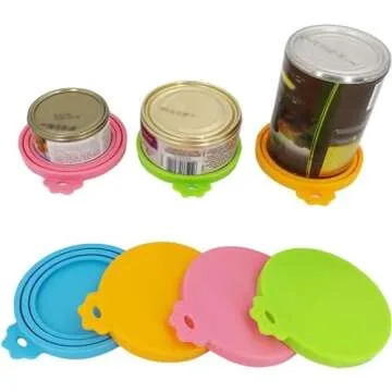 IVIA PET Food Can Lids, 4 Pcs Silicone Pet Food Can Covers for Dog & Cat Food, One Can Cap Fit Most Standard Size Dog Cat Food Canned（Multicolor）…