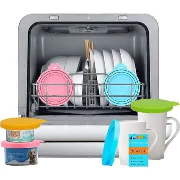 IVIA PET Food Can Lids, 4 Pcs Silicone Pet Food Can Covers for Dog & Cat Food, One Can Cap Fit Most Standard Size Dog Cat Food Canned（Multicolor）…