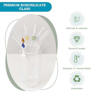 Eremaoy Funny Flower Glass Straws Set - Eco-Friendly & Durable