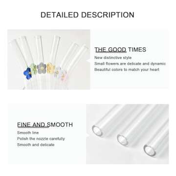 Eremaoy Funny Flower Glass Straws Set - Eco-Friendly & Durable