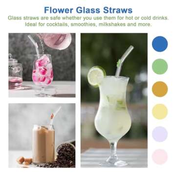 Eremaoy Funny Flower Glass Straws Set - Eco-Friendly & Durable