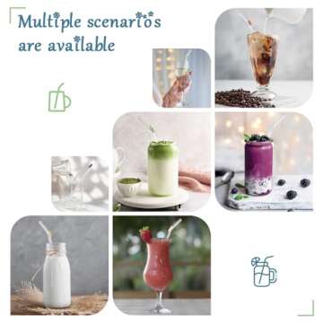 Eremaoy Funny Flower Glass Straws Set - Eco-Friendly & Durable