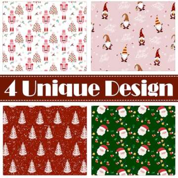 GFInYHM Christmas Wrapping Paper for Kids, 12 Sheets Xmas Kraft Gift Wrap with 12 Tags, Designed with Gnome, Santa Claus, Nutcracker, Xmas Tree