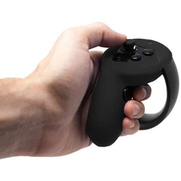 Controller Skin for Oculus Touch v1 by Asterion Products - (NOT for New Quest/Rift-S) Premium Gel Shell Silicone Protection Covers Featuring Low-Profile Friction Studs (Set of 2) Black