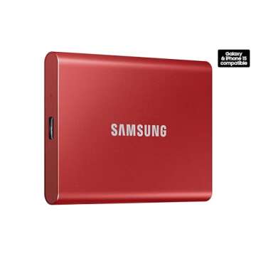 SAMSUNG T7 Portable SSD, 2TB External Solid State Drive, Speeds Up to 1,050MB/s, USB 3.2 Gen 2, Reli...