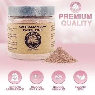 Best Nature's Australian Pastel Pink Clay 100% Pure Natural 8 fl oz - Natural Exfoliating & Detoxifying Facial Scrub - Organic Clay Powder for Face Masks, Body Soaps, Bath Bombs, Makeup, Lotions