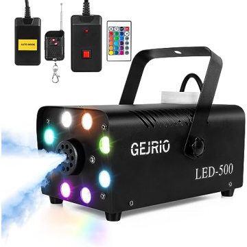 GEJRIO Fog Machine with Color Changing LED Lights