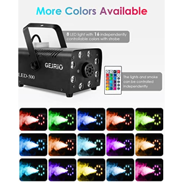 GEJRIO Fog Machine with Color Changing LED Lights