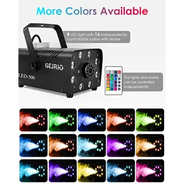 GEJRIO Fog Machine with Color Changing LED Lights