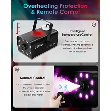GEJRIO Fog Machine with Color Changing LED Lights