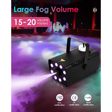 GEJRIO Fog Machine with Color Changing LED Lights