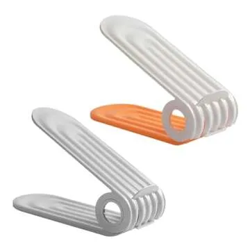 Neroyaner Shoe Slot Organizer 4Pcs Adjustable Shoe Stacker 4 Level PP Shoe Space Saver Dual Layer Shoe Organizers for Closet,Orange