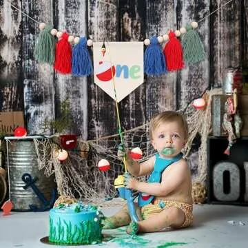 The Big One Fishing High Chair Banner - First Birthday for Highchair Banner,1st Birthday Fishing Banner, Fishing Photo Prop, Baby Fishing Party Decor, Fishing 1st Birthday Party Decorations,Fishing Themed First Birthday Party Decorations