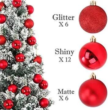 Emopeak 24Pcs Shatterproof Christmas Balls for Holiday Decor