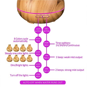 BZseed Aroma Diffuser 550ml with Timer and Auto Shut-off