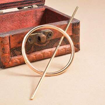 FDesigner Vintage Circle Round Hair Clips Geometric Decorative Hoop Hair Accessories Jewelry for Women and Girls (Gold)