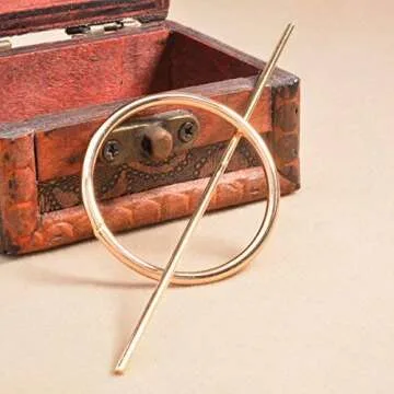 FDesigner Vintage Circle Round Hair Clips Geometric Decorative Hoop Hair Accessories Jewelry for Women and Girls (Gold)