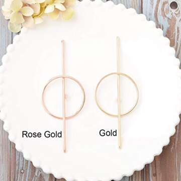 FDesigner Vintage Circle Round Hair Clips Geometric Decorative Hoop Hair Accessories Jewelry for Women and Girls (Gold)
