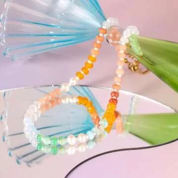 Saycute Colorful Beaded Necklace for Women,Boho Natural Stone Beach Necklace Rainbow Stone Choker Necklaces Summer Handmade Jewelry Gifts