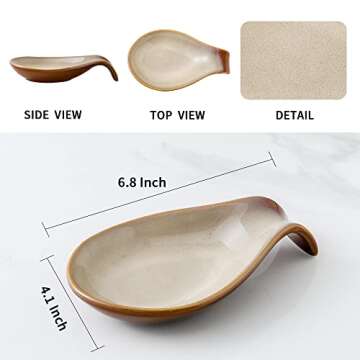 Nihow Ceramic Spoon Rest: 4 Inch Stable Utensil Rest - Spoon Holder for Kitchen counter/Countertop/S...