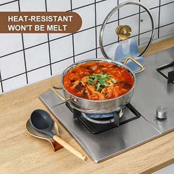 Nihow Ceramic Spoon Rest: 4 Inch Stable Utensil Rest - Spoon Holder for Kitchen counter/Countertop/Stove Top - Dishwasher Safe - Elegant Brown (1 PC)