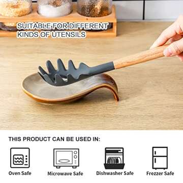 Nihow Ceramic Spoon Rest: 4 Inch Stable Utensil Rest - Spoon Holder for Kitchen counter/Countertop/Stove Top - Dishwasher Safe - Elegant Brown (1 PC)
