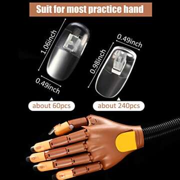 300 Pieces False Nail Tips DIY Nail Training Manicure Tool Removable Fake Nails Tips Nail Display Ma...