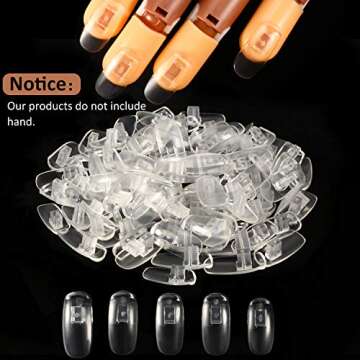 300 Pieces False Nail Tips DIY Nail Training Manicure Tool Removable Fake Nails Tips Nail Display Manicure Supply for Practicing and Training (Clear)