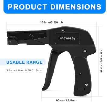 Knoweasy Cable Tie Gun and Cable Tie Tool- Fastening and Flush Cutting Tool with Steel Handle Zip Ti...