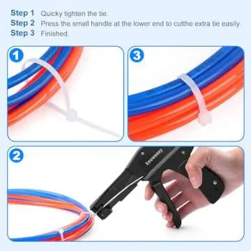 Knoweasy Cable Tie Gun and Cable Tie Tool- Fastening and Flush Cutting Tool with Steel Handle Zip Tie Tool for Nylon Cable Ties
