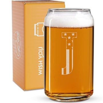 Personalized Monogram Beer Glasses for Men A-Z - Unique Gifts