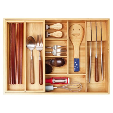 COIWAI Double Layer Bamboo Kitchen Drawer Organizer | Customizable Utensil Storage