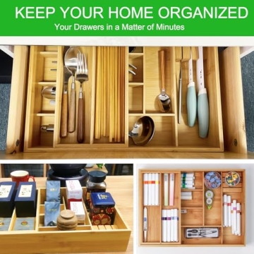 COIWAI Bamboo Kitchen Drawer Organizer with Removable Tray