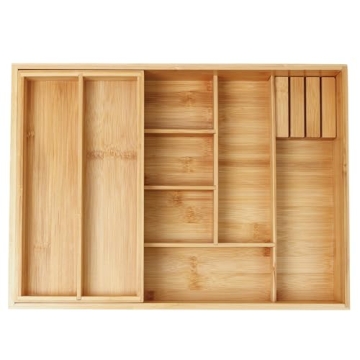 COIWAI Bamboo Kitchen Drawer Organizer with Removable Tray