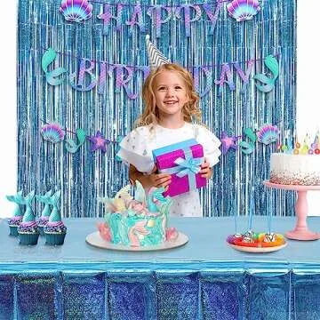GREATRIL Shiny Blue Party Table Cover for All Occasions