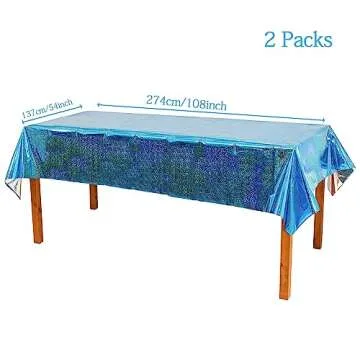 GREATRIL Shiny Blue Party Table Cover for All Occasions