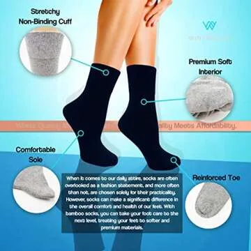 Winterlace Womens Premium Soft Crew Socks, 3 Pairs Bamboo Rayon Viscose Thin Trouser Dress Socks Bulk Pack