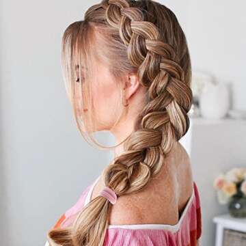 100 Pcs Thick Seamless Hair Ties, Ponytail Holders Hair Accessories No Damage for Thick Hair (Pink Theme Colors)