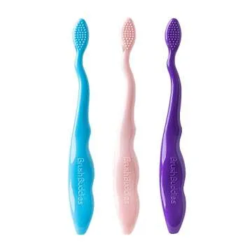 Brush Buddies Barbie Manual Soft Bristled Toothbrush for Kids, Multi-Colored & Fun Toddler Toothbrush, Anti-Slip Grip Handle, Kids Travel Toothbrush, 3 Pack