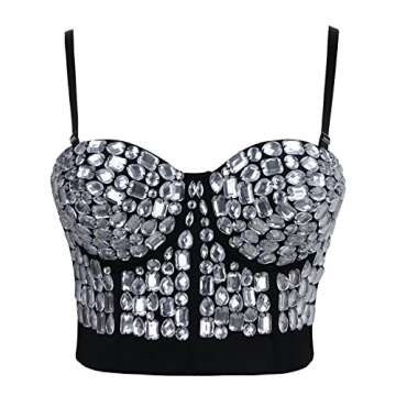 Charmian Women's Rhinestone Bustier Bra Clubwear Top
