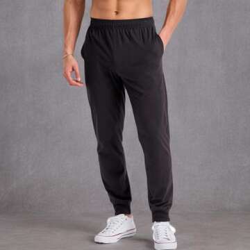 Hanes Originals Cotton Joggers, Jersey Sweatpants for Men with Pockets, 30" Inseam, Black