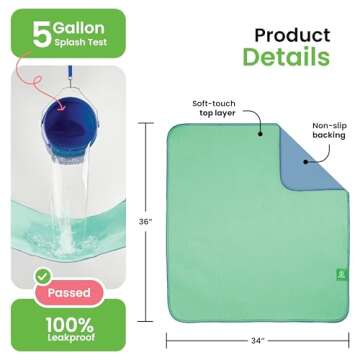 IMPROVIA® Washable Underpads, 34" x 36" (Pack of 4) - Heavy Absorbency Reusable Bedwetting Incontinence Pads for Kids, Adults, Elderly, and Pets - Waterproof Protective Pad for Bed, Couch, Sofa, Floor