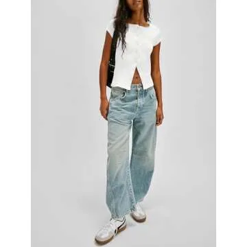 Cicy Bell Womens Short Cap Sleeve Crop Tops Fitted Button Down V Neck Shirts Y2k Going Out Cute Ribbed Knit Tshirts White